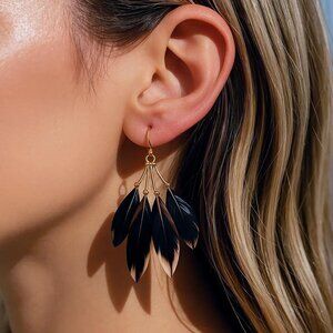 Brown and Honey feather spot earrings